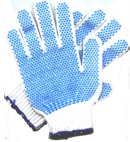 White Work Gloves with Blue Dots