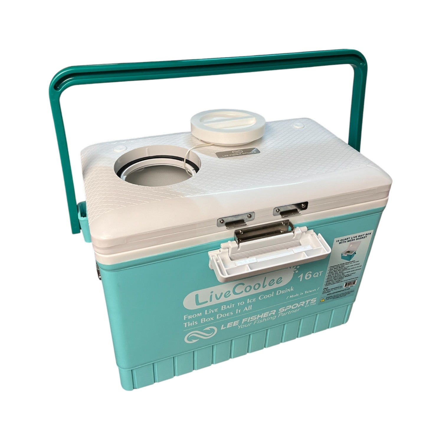 cooler box fishing Lee Fisher Sports Live Bait Cooler 16 Quart with Mesh Basket