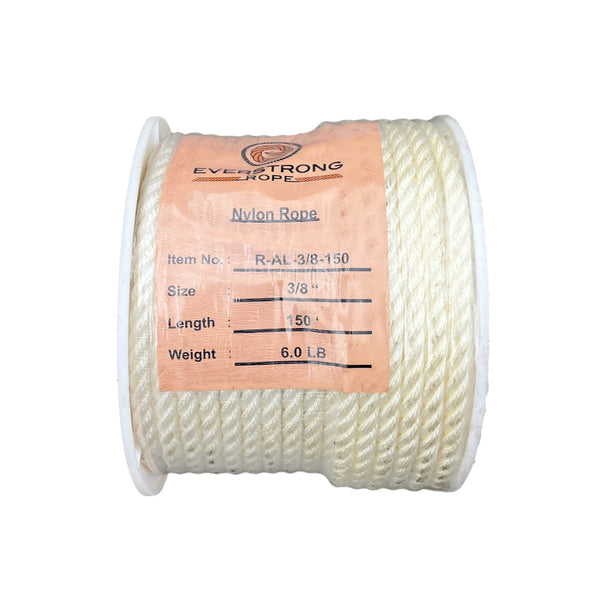 Nylon Twisted Anchor Rope 3/8" with stainless steel thimble in 50ft, 100ft, 150ft, 200ft