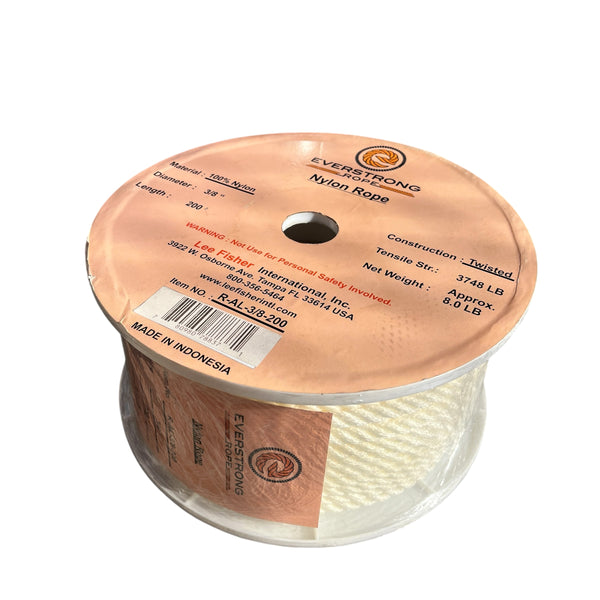 Nylon Twisted Anchor Rope 3/8" with stainless steel thimble in 50ft, 100ft, 150ft, 200ft