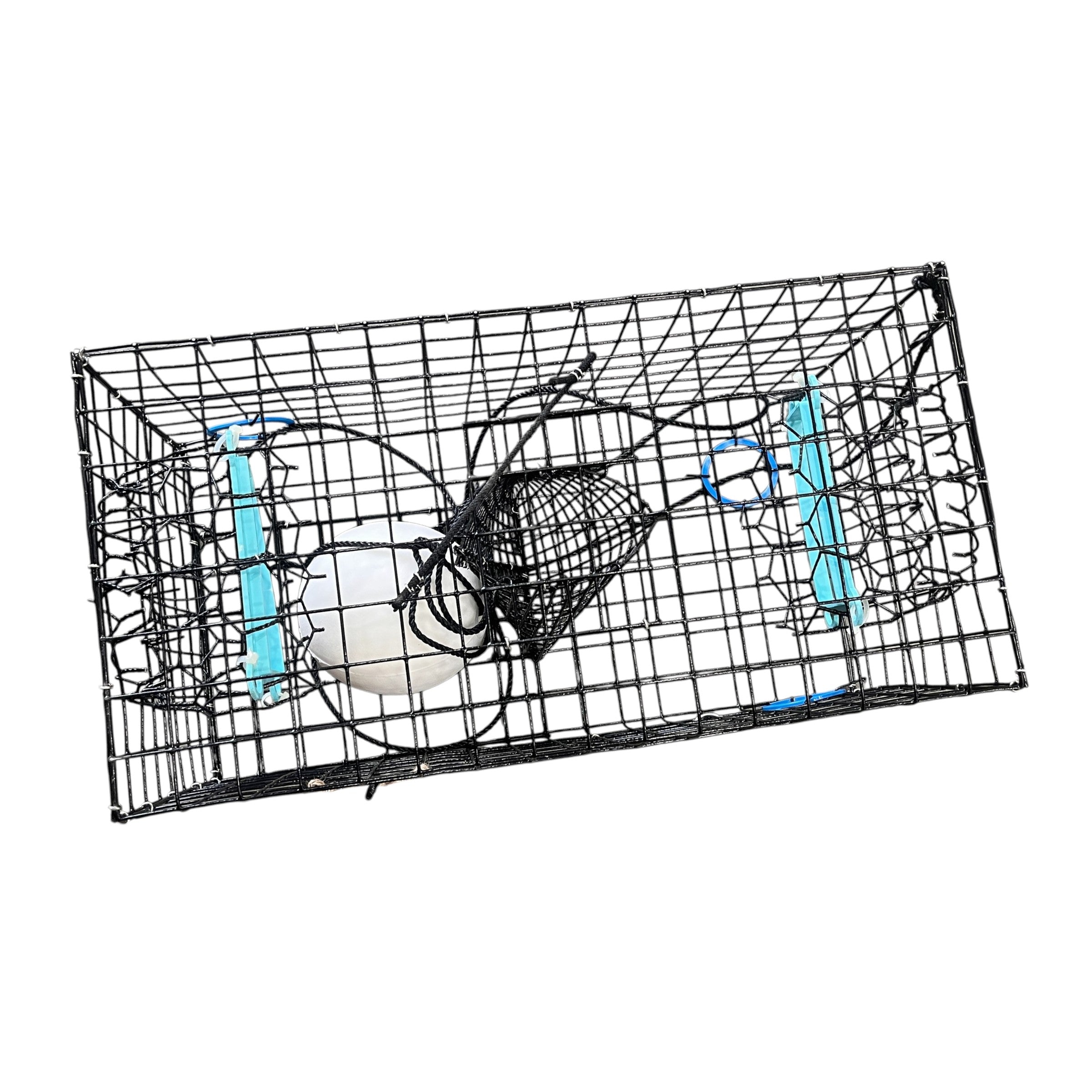 Maryland Blue Crab Pot Trap, PVC Coated Wire mesh, Heavy Duty, Two T.E.D. (Turtle Excluder Device), Two Escape Rings, Float, Rope, Ready for use. Come