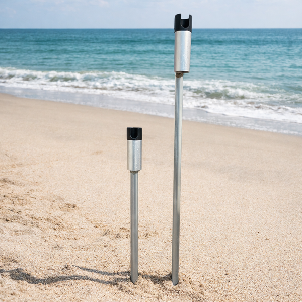 Lee Fisher Sports Aluminum Sand Spike Rod Holder – 28” & 42” Beach Fishing Rod Holder for Surf, Pier & Shore Anglers