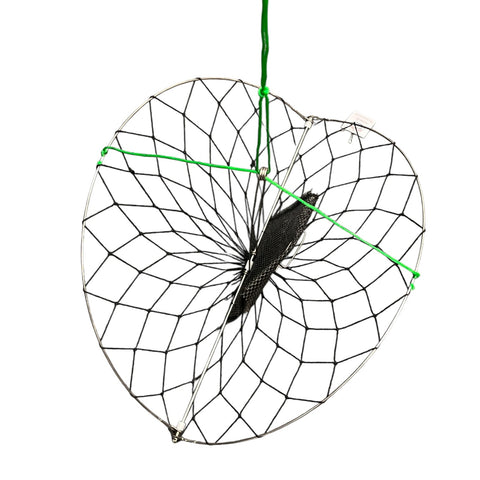 Lee Fisher Sports 22” Round Foldable Crab Trap – Stainless Steel Frame, Nylon Netting, 100 FT Braided Rope for Dock, Shore & Boat Crabbing