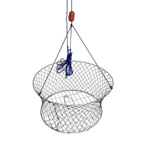 Lee Fisher Sports Collapsible Crab Ring Trap Set – 26” Heavy-Duty Galvanized Steel with 65FT Rope, Bait Clip & Crab Measurer