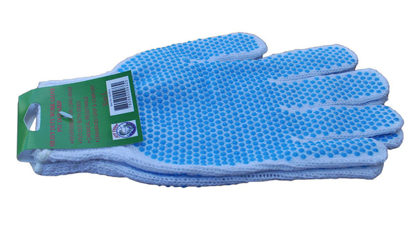 Gloves - White Work Gloves with Blue Dots