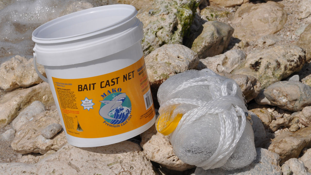 Cast Nets- Mako Bait Net 3/8" Sq. Mesh | Fishing Net Lee Fisher Fishing Supply Cast Nets- Mako Bait Net 3/8" Sq. Mesh | Fishing Net Lee Fisher Fishing Supply